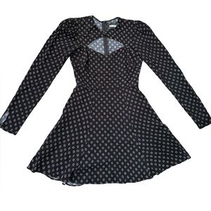 Reformation Black Viscose Mini Long Sleeve Dress